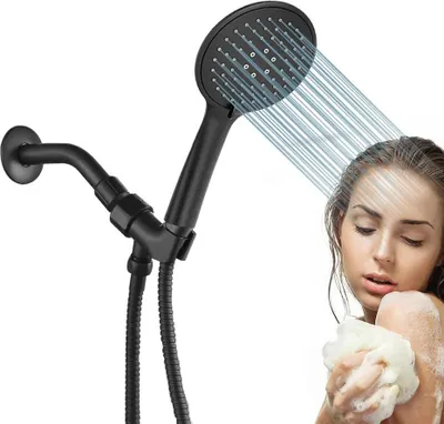 Obrázok produktu pre Delvant sprchová hlavica, ručná sprcha, okrúhla sprchová hlavica, ručná sprchová hlavica, sprchová hlavica s 3 režimami rozstreku čierna