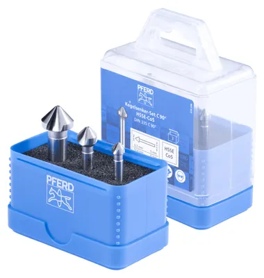 Obrázek produktu pro PFERD SET KES HSSE DIN 335 C90° 3, Ocel, Litina, Neželezité kovy, Nerezová ocel, Hliník, Rychlořezná ocel legovaná kobaltem (HSS-E)