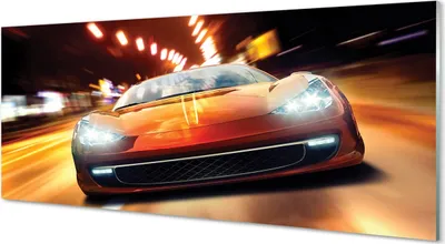 Produktbild von Glasbilder 125x50 Wandkunst Sportwagen Lichter der Stadt