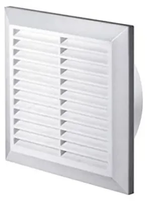 Productafbeelding van Ventilatie rooster, rond, diameter 100 mm, wit, ABS-kunststof, 170 x 170 mm, met insectenwerend rooster