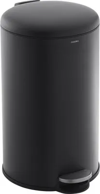 Image de CASABEL Poubelle Cuisine 30L - 100% Acier Inoxydable, Anti-Traces de Doigts, Corbeille Ronde avec Pédale et Couvercle, Noire