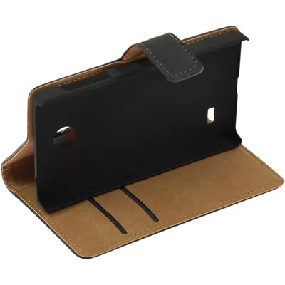 Produktbild von PhoneNatic Kunst-Lederhülle kompatibel mit  Nokia X / X+ - Wallet schwarz + 2 Schutzfolien