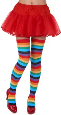 Immagine prodotto di Calze da donna clown sopra le ginocchia a righe colorate - taglia unica