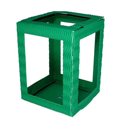 Produktbild von Folia Laternen Rohling aus 3D-Wellpappe, 13,5x13,5x18cm, grün - 1 Stück