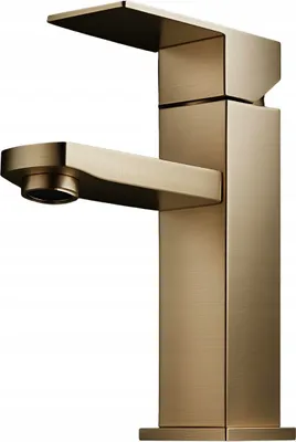Immagine prodotto di Miscelatore per lavabo in oro opaco - Miscelatore monocomando free-standing per bagno, con bocca fissa e set di installazione completo.