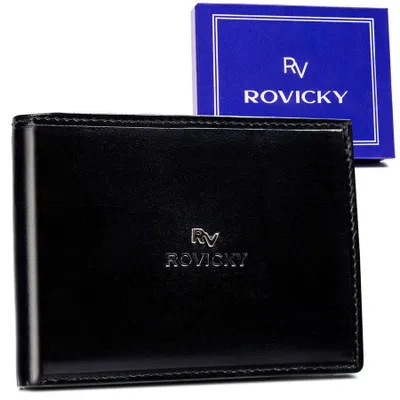 Obrázek produktu pro Rovicky pánská peněženka z přírodní kůže černá RFID 12,5 cm