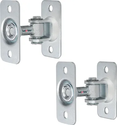 Produktbild von KOTARBAU® 2er Set Torband Verstellbar Türangeln M12 zum Schrauben Doppelsockel S235JR Stahl Galvanisch Verzinkt Türscharniere Silber Einstellbares Scharnier Torscharniere Türband Torangel