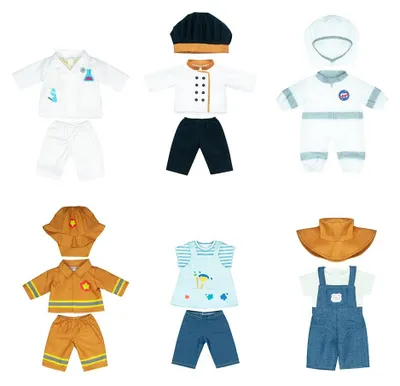 Productafbeelding van Miniland – Kleding voor een pop van 38 cm, set met 6 beroepskostuums (wetenschapper +