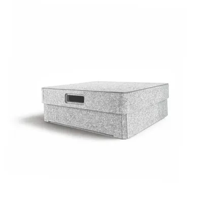Produktbild von Aufbewahrungsbox CLASSIC Filz 35 x 38 x 13 cm mit Deckel in hellgrau meliert