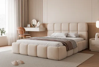 Produktbild von FURMEB24 Polsterbett CRYSTAL + Matratze - 140 x 200 cm - BEIGE