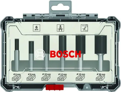 Immagine prodotto di Straight cutter set - BOSCH - 2607017466 - 8 mm shank - ?12/16/20 mm - 6 pieces