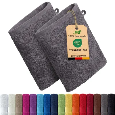 Produktbild von 2er-Set ARIZONA Handtuch-Serie von AR Line – 100% Baumwolle, 500 g/m², 2er-Set Waschhandschuhe 15x21 cm, Farbe: Anthrazit-Grau