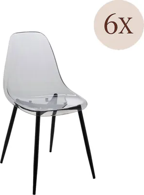 Produktbild von Satz mit 6 Stühlen Amstrong, PET-Sessel, ergonomischer Esszimmerstuhl, Besprechungssitz, 53 x 46 x 81 cm, Rauch