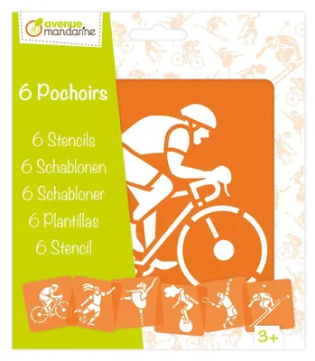 Image de Avenue Mandarine PO008C - Set de 6 pochoirs 15x15 cm, pour enfants, sport, 1 set