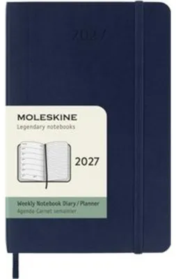 Produktbild von Moleskine Wochenkalender für 12 Monate, 2027, Format Taschenbuch/A6, 1 Woche = 1 Seite, rechte Seite mit Linien, weiche Einbandausführung, Farbe: Saphir