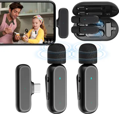 Produktbild von Tragbares drahtloses One-Trigger-Two-Ansteckmikrofonsystem fuer Typ-C-Android-Telefone Videoaufzeichnungsmikrofon 20 m uebertragungsreichweite Eingebauter Akku mit Ladekoffer fuer Vlog-Live-Streaming-Interviews