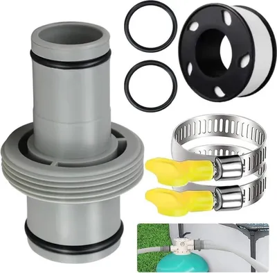 Obrázok produktu pre Spojka bazénovej hadice 38 mm na 32 mm s hadicovou svorkou sivá