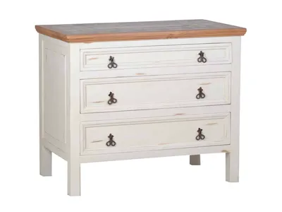 Produktbild von MiaMöbel Küchenmodul Mexico Möbel 108x91x65 cm Landhausstil Marmor Massivholz Pinie Weiß