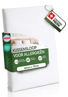 Immagine prodotto di Federa coprimaterasso antiallergica - 60 x 70 cm - Con cerniera - Set da 2 - Lavabile a 95 °C