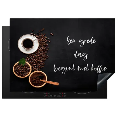 Produktbild von KitchenYeah© Herdabdeckplatte Sprichwörter - Ein guter Tag beginnt mit Kaffee - Zitate - Kaffee , 75x52cm, Küche Deko, Glaskeramikkochfeld Herdabdeckung, Abdeckplatte fùr Kochfeld