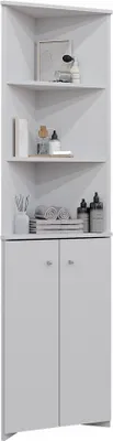 Zdjęcie produktu dla Szafka łazienkowa Vicco Fynn Biały 51.5 x 175 cm Szafka narożna z 2 drzwiami, Model 43371