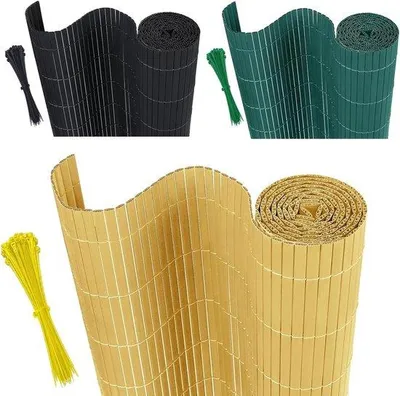 Productafbeelding van Zichtwerend scherm - Privacyscherm - Voor tuin en balkon - Versterkte lamellen - 160 x 500 cm - Bamboe
