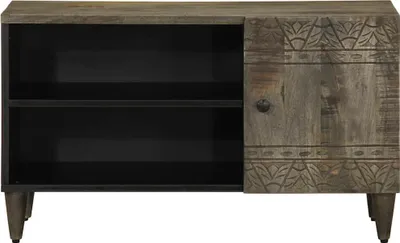 Image de vidaXL Armoire TV gris clair 80x31,5x46 cm bois massif mangue