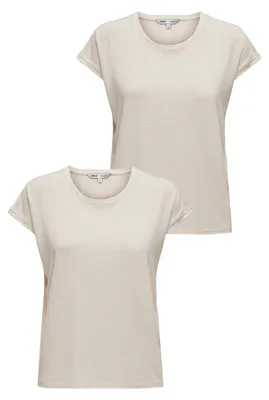 Produktbild von ONLY 2er-SET Modisches T-Shirt mit Glitzer Naht Rundhals Größe: XL