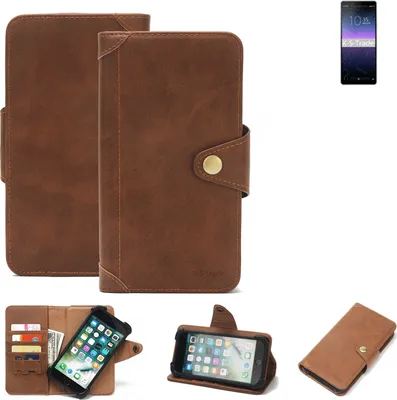 Produktbild von K-S-Trade Handyhülle für Sony Xperia 10 II Schutz Hülle Walletcase Bookstyle Tasche Case Handytasche Wallet Flipcase Cover PolyurethanBraun (1x)