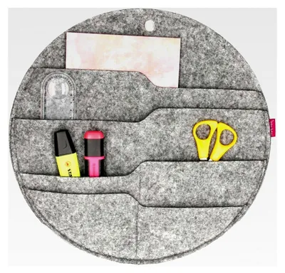 Produktbild von Wandorganizer aus Filz, runde Aufbewahrungstasche, grau, Durchmesser 35 cm