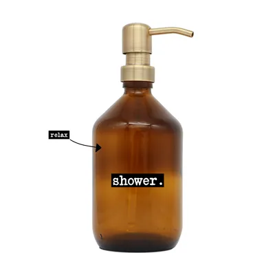 Produktbild von a good smile Seifenspender DIY Glas braun Edelstahlspender gold 500ml