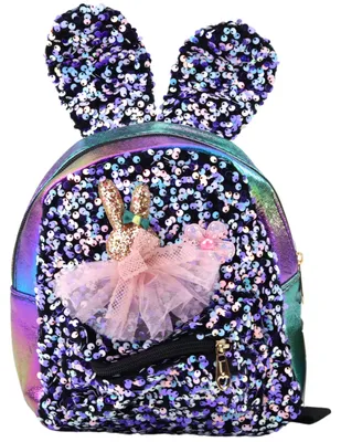 Produktbild von Kinderrucksack Pailletten Hasenohren Dunkelbunt 22cm 4,4l