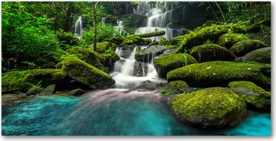 Produktbild von Tulup® Leinwandbild -100x50 cm - Wandkunst - Drucke auf Leinwand - Leinwanddruck  - Landschaften - Grün - Wasserfall Dschungel