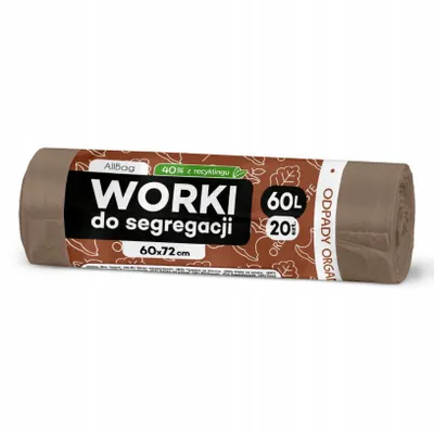 Obrázok produktu pre Ekologické vrecia na odpad 60 l, 20 ks, hnedé, Allbag – odolné vrecia na biologický odpad, triedenie odpadu