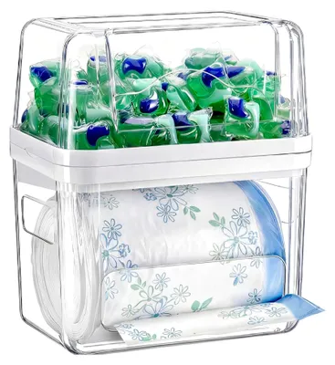 Produktbild von Waschmittel Aufbewahrung, 3 in 1 Putzmittel Organizer, Waschmittelbehälter mit Einem Deckel für Müllbeutel, Waschmittelkapseln und Waschmittelblätter