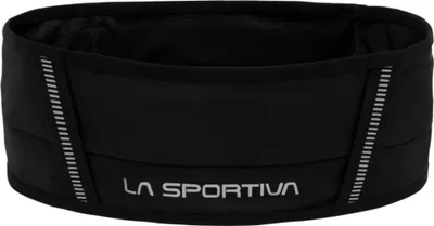 Schwarzer Run Belt von La Sportiva; geeignet für Sport und Outdoor-Aktivitäten; mit reflektierenden Elementen.