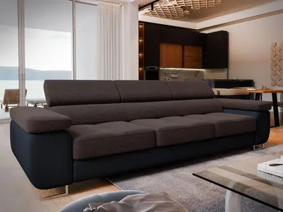 Produktbild von Sofa MOSINE mit Schlaffunktion, Schlafsofa, Wohnzimmersofa, Couch, Soffa, Bettsofa, Geflochtener Stoff – Braun SAWANA 16 + MADRYT 9100