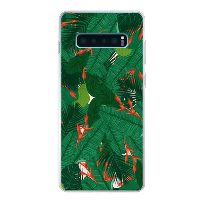 Produktbild von MuchoWow® Handyhülle Schutzhülle Hülle für Samsung Galaxy S10 Plus Blumen - Blätter - Muster Silikon Softcase Handy Hülle - Schutzhülle