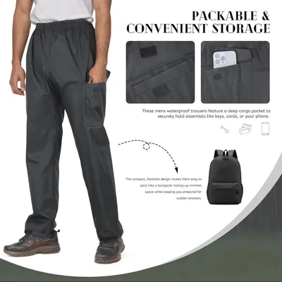 Wasserdichte winddichte Regenhose für Herren - Ideal für Outdoor-Aktivitäten wie Wandern, Golfen, Angeln und Radfahren