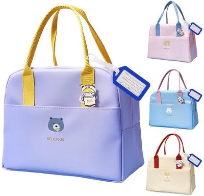 Produktbild von Isolierende Mini-Tasche für Frauen, Thermische Picknick-Tasche, Geisolierter Lunchkoffer für Frauen, Mini-Kühltasche, Geisolierter Picknickkoffer für Kinder, Schule und Picknick-Reise (Lila)