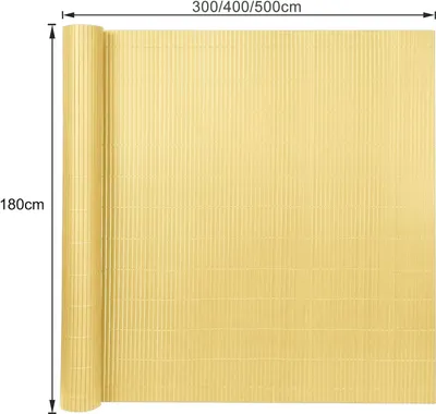 Obrázek produktu pro JOIEYOU PVC rohož na ochranu soukromí 180x500cm balkonová zástěna na ochranu soukromí s kabelovými vazbami plotová zástěna na ochranu soukromí balkonová zástěna na ochranu proti větru vodotěsná bez vrtání pro zahradní terasu, bambus