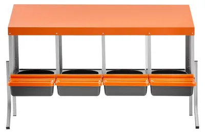 Obrázek produktu pro Hnízdní boxy pro slepice, 4 přihrádky, s podpěrnými nohami, snadný sběr vajec, pozinkovaná ocel a vysoce pevný plast, odsunutelné hnízdní boxy pro slepice a nosnice, oranžové