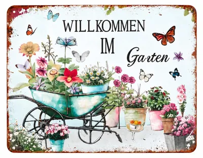 Productafbeelding van 30 x 20 cm Vintage Tuinbord Metaal, Weerbestendige Tuindecoratie