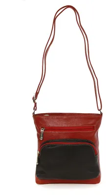 Produktbild von DrachenLeder Damen Tasche Handtasche Echt Leder rot schwarz 21x6x22 cm OTZ100R