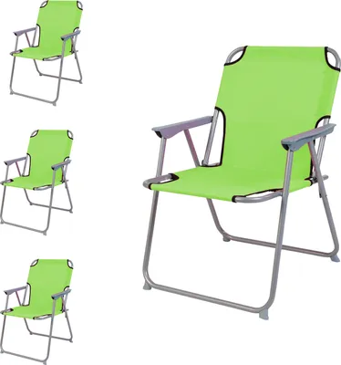 Image de 4 pièces Chaise de camping Tissu Oxfort Métal Citron vert