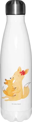 Produktbild von Mr. & Mrs. Panda Trinkflasche Fuchs Mama - Weiß - Geschenk, Mutter, Thermos, Schoß, Vatertag, Thermosflasche, thermosflaschen, trinkflaschen, Umarmen, Wasserflasche