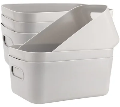 Aufbewahrungsboxen 8er-Pack, 25x16,5x10 cm, grau, mit Griff