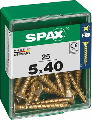 Image de Boîte 25 Unités. Vis A Bois Spax Cab. Plat Yellox 5.0x40mm Spax
