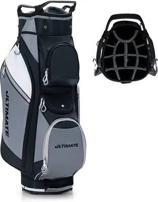 Zdjęcie produktu dla Torba golfowa COSTWAY na kije golfowe z 14 przegrodami, torbą chłodzącą i wodoodporną torbą na kosztowności, sprzęt golfowy z pokrowcem przeciwdeszczowym, uchwytami do przenoszenia i paskiem na ramię, lekka