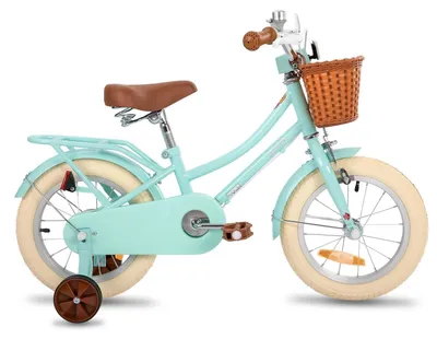Immagine prodotto di Bicicletta per bambini - 16 pollici (40 cm) - Con cestino - Con rotelle - Per bambini e bambine dai 3 ai 6 anni - Verde